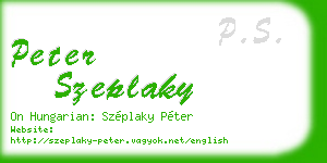 peter szeplaky business card
