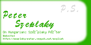 peter szeplaky business card